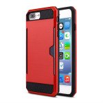 Wholesale iPhone 7 Plus Credit Card Armor Hybrid Case (Red)